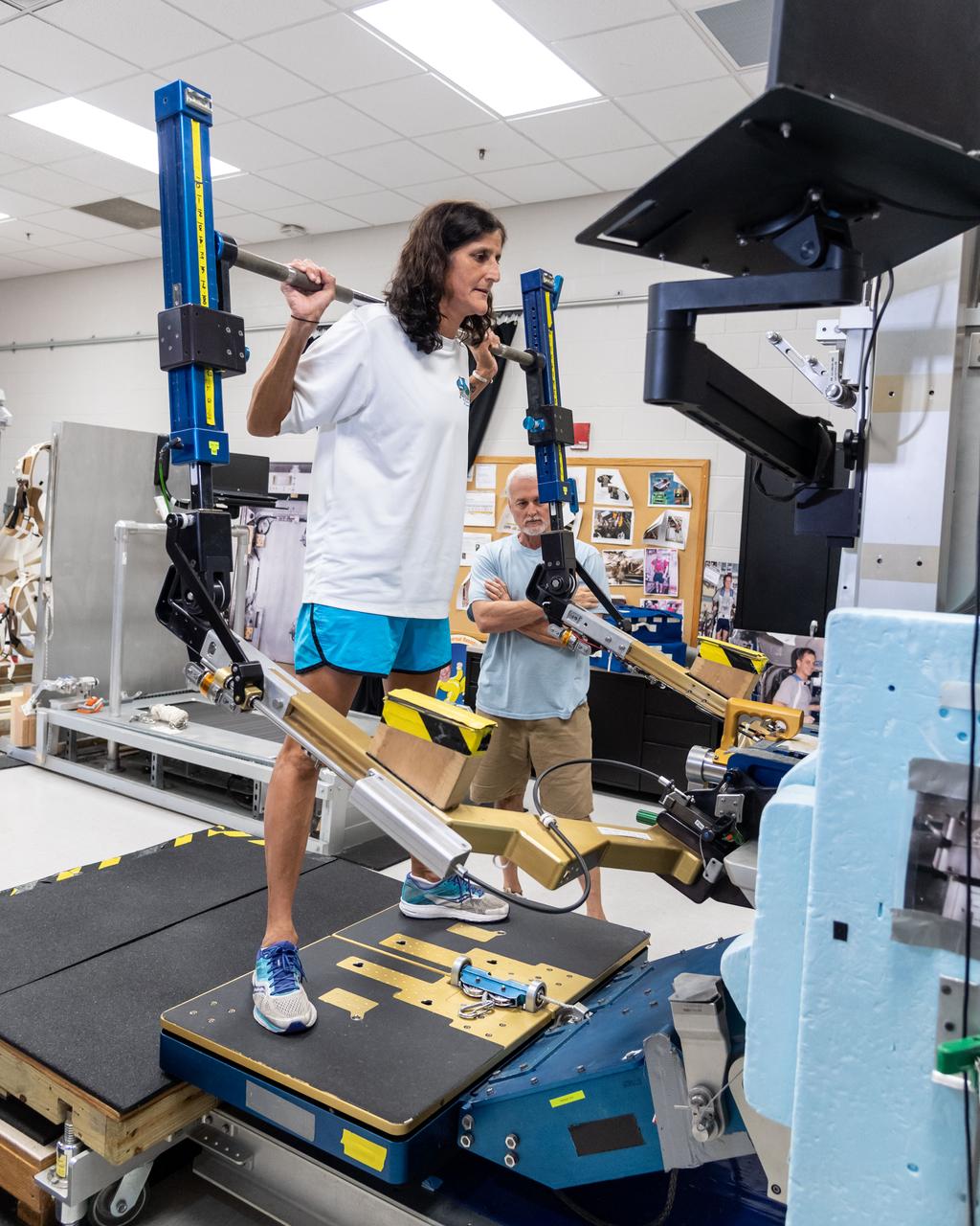 NASA commercial crew astronaut Suni Williams performs physical training on the Advanced Resistive Exercise Device (ARED) at the agency’s Johnson Space Center in Houston. Williams is assigned to the Boeing Starliner’s second crewed flight.