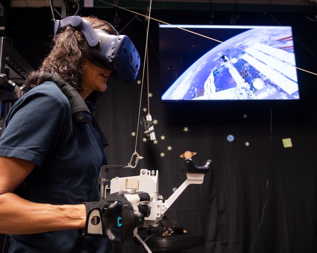 The Virtual Reality Lab at Johnson Space Center in Houston provides real-time graphics and motion simulators to replicate the space environment. Commercial Crew Astronaut Suni Williams practices spacewalking in preparation for a mission to the International Space Station in 2019. Williams is assigned to Boeing’s first operational mission after the company’s test flight with crew.