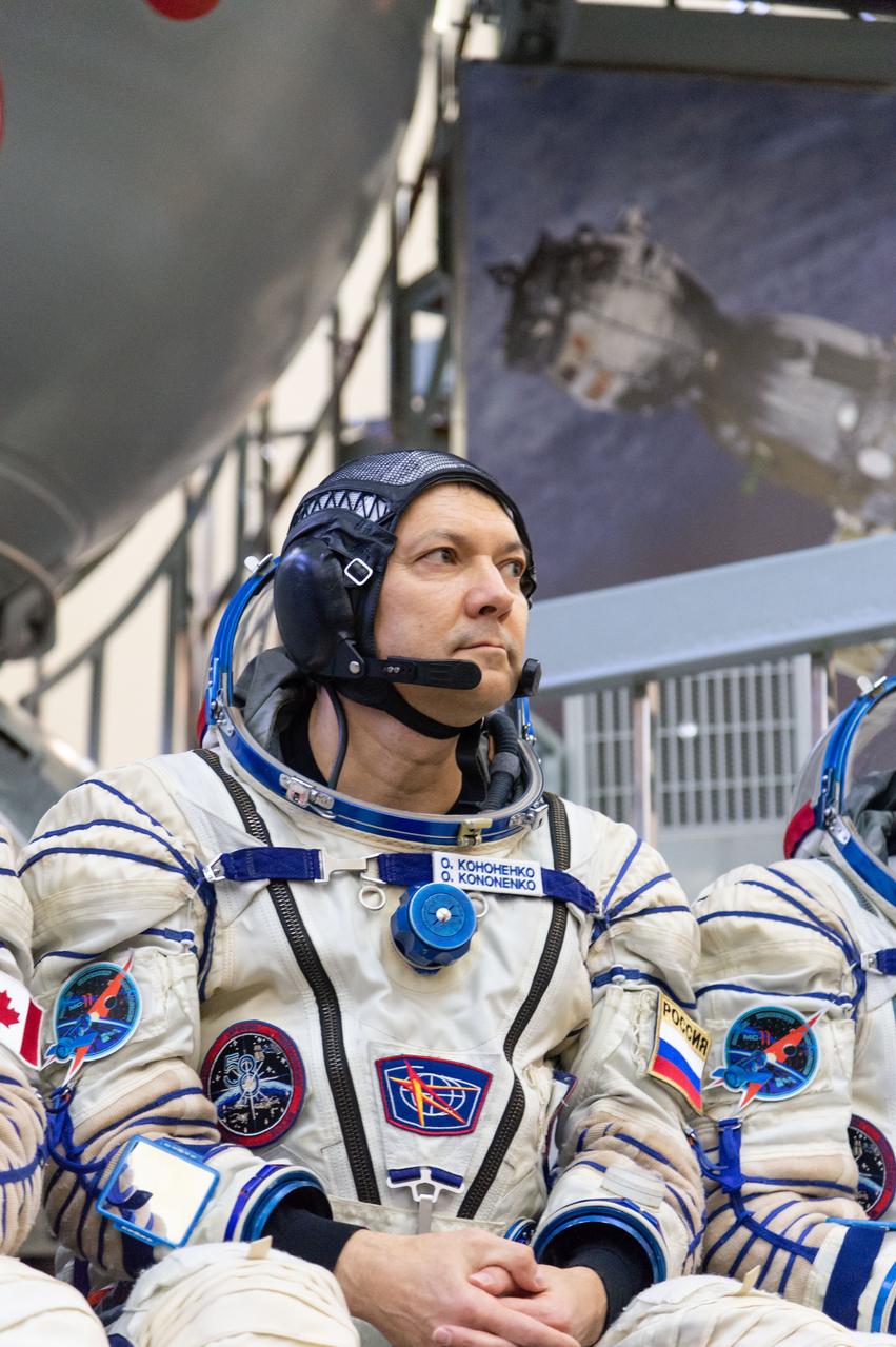 jsc2018e095170 - At the Gagarin Cosmonaut Training Center in Star City, Russia, Expedition 58 crewmember Oleg Kononenko of Roscosmos listens to a reporter’s question Nov. 14 at the conclusion of qualification exams. Kononenko, Anne McClain of NASA and David Saint-Jacques of the Canadian Space Agency will launch Dec. 3 on the Soyuz MS-11 spacecraft from the Baikonur Cosmodrome in Kazakhstan for a six-and-a-half month mission on the International Space Station...NASA/Sarah Volkman.