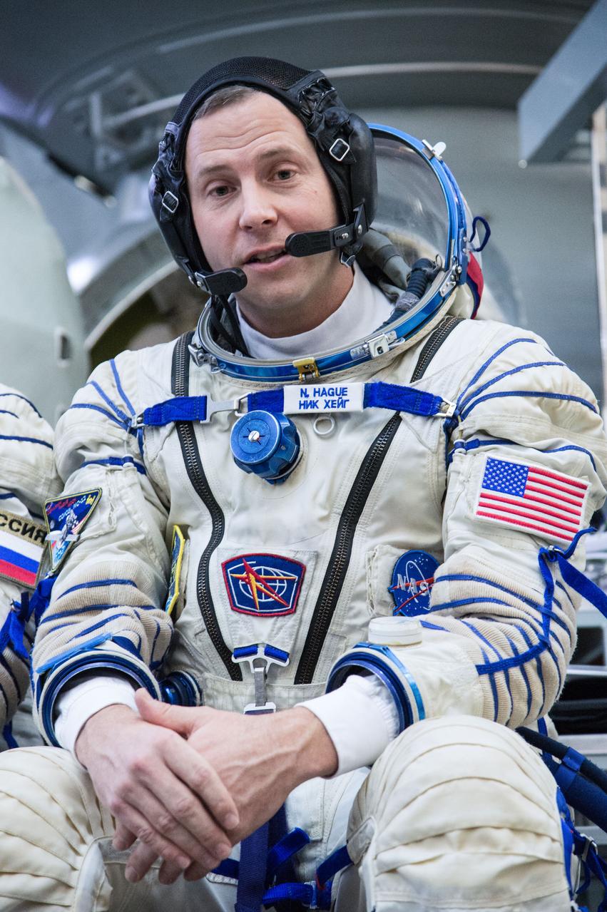 jsc2019e004066 (Feb. 20, 2019) --- At the Gagarin Cosmonaut Training Center in Star City, Russia, Expedition 59 crew member Nick Hague of NASA answers reporters’ questions Feb. 20 during the second day of final pre-launch qualification exams. Hague, Christina Koch of NASA and Alexey Ovchinin of Roscosmos will launch March 14, U.S. time, in the Soyuz MS-12 spacecraft from the Baikonur Cosmodrome in Kazakhstan for a six-and-a-half month mission on the International Space Station. Credit: NASA/Beth Weissinger