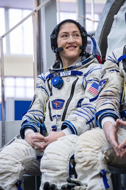 NASA image: Christina Koch of NASA at the Gagarin Cosmonaut Training Center