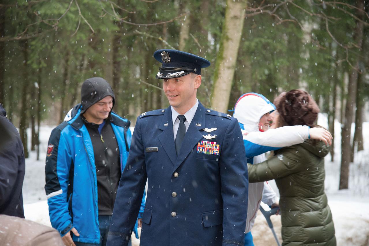 At the Gagarin Cosmonaut Training Center in Star City, Russia, Expedition 59 crewmember Nick Hague of NASA prepares to depart Feb. 26 for his launch site at the Baikonur Cosmodrome in Kazakhstan for final pre-launch training. Hague, Christina Koch of NASA and Alexey Ovchinin of Roscosmos will launch on March 14, U.S. time, on the Soyuz MS-12 spacecraft from the Baikonur Cosmodrome in Kazakhstan for a six-and-a-half month mission on the International Space Station.  NASA/Beth Weissinger 