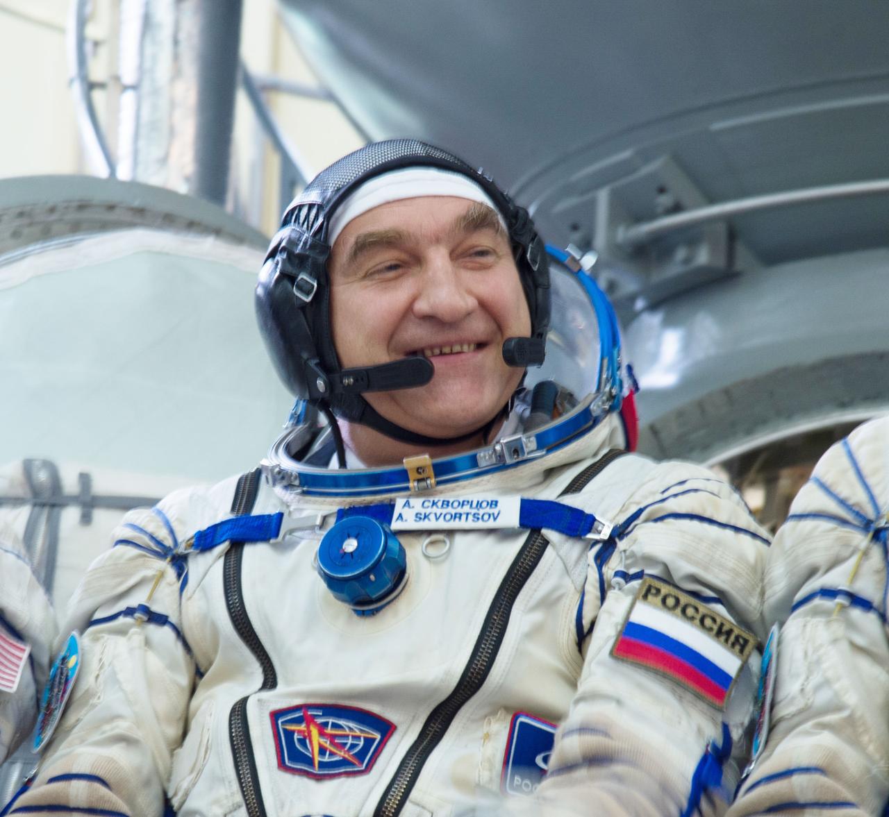 jsc2019e035394 - At the Gagarin Cosmonaut Training Center in Star City, Russia, Expedition 60 crewmember Alexander Skvortsov smiles in response to a reporter’s question June 27 during the final day of crew qualification exams. Skvortsov, Drew Morgan of NASA and Luca Parmitano of the European Space Agency will launch on July 20 from the Baikonur Cosmodrome in Kazakhstan on the Soyuz MS-13 spacecraft for a mission to the International Space Station...NASA/Beth Weissinger.