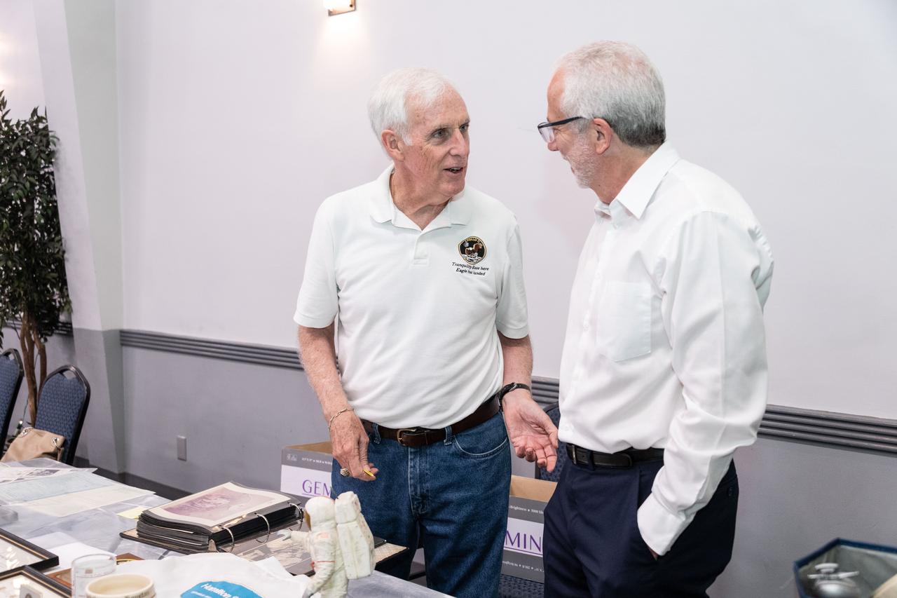 jsc2019e040195 (July 18, 2019) --- Apollo alumni and NASA employees came together on July 18th at Johnson Space Center's Gilruth Center in Houston for an evening of meeting, mingling, and memorabilia celebrating the 50th anniversary of Apollo 11 and the entire Apollo program.