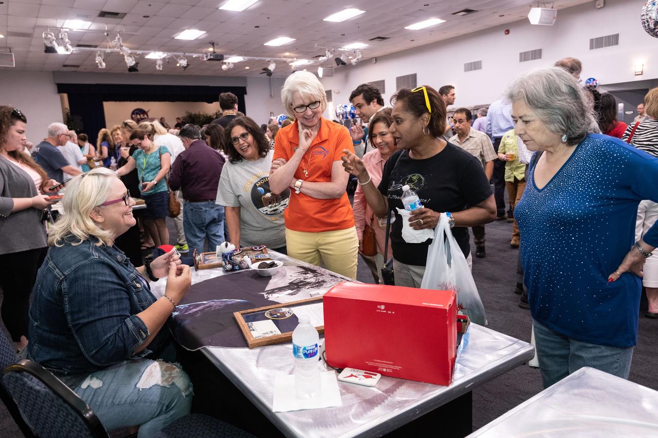 jsc2019e040244 (July 18, 2019) --- Apollo alumni and NASA employees came together on July 18th at Johnson Space Center's Gilruth Center in Houston for an evening of meeting, mingling, and memorabilia celebrating the 50th anniversary of Apollo 11 and the entire Apollo program.