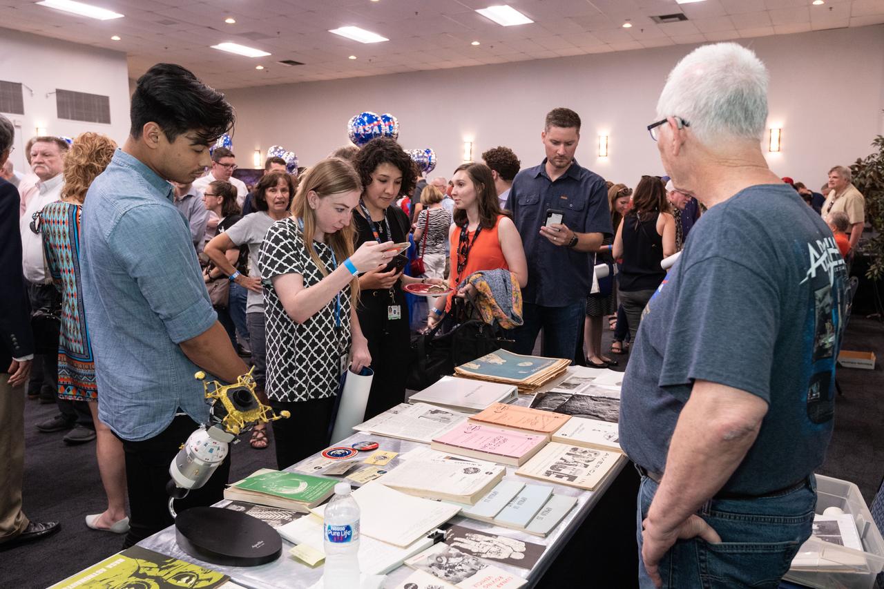 jsc2019e040271 (July 18, 2019) --- Apollo alumni and NASA employees came together on July 18th at Johnson Space Center's Gilruth Center in Houston for an evening of meeting, mingling, and memorabilia celebrating the 50th anniversary of Apollo 11 and the entire Apollo program.