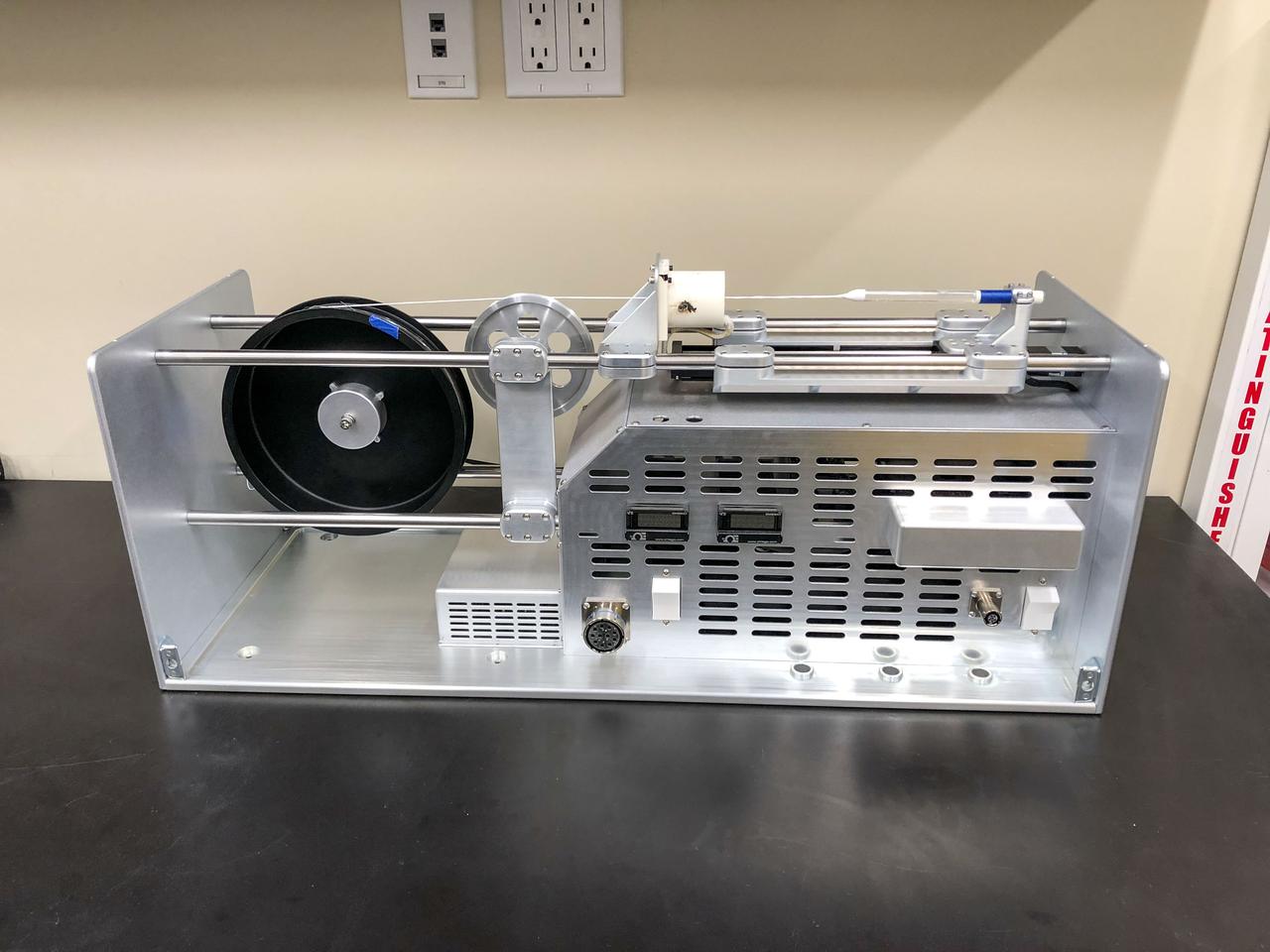 jsc2019e048246 (9/28/2018) — Preflight imagery of the Fiber Optic Production hardware. Physical Optics Corporation’s (POC’s) Fiber Optic Production investigation will create optical fibers with high commercial value aboard the International Space Station (ISS)and will operate within the Microgravity Science Glovebox (MSG).