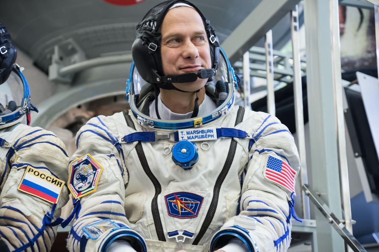 jsc2019e051816 - At the Gagarin Cosmonaut Training Center in Star City, Russia, Expedition 61 backup crewmember Tom Marshburn of NASA listens to a reporter’s question Aug. 29 during the crew’s qualification exams. Marshburn is one of the backups to the prime crew, spaceflight participant Hazzaa Ali Almansoori of the United Arab Emirates and Expedition 61 crewmembers Oleg Skripochka of Roscosmos and Jessica Meir of NASA, who will launch Sept. 25 from the Baikonur Cosmodrome in Kazakhstan on the Soyuz MS-15 spacecraft for a mission on the International Space Station...NASA/Beth Weissinger.