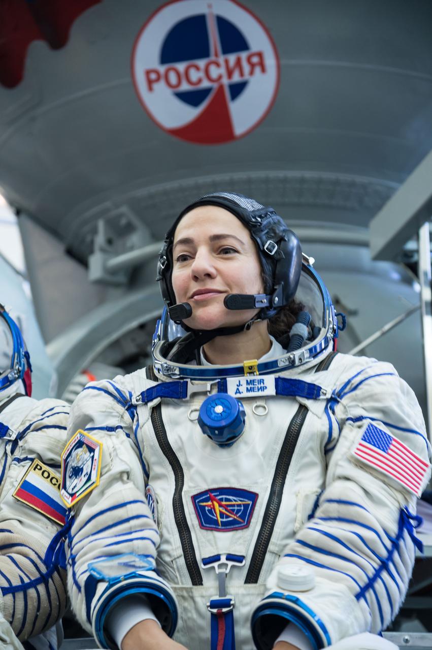 jsc2019e051850 - At the Gagarin Cosmonaut Training Center in Star City, Russia, Expedition 61 crewmember Jessica Meir of NASA answers a reporter’s question during final crew qualification exams Aug. 30. Meir will launch with Expedition 61 crewmember Oleg Skripochka of Roscosmos and spaceflight participant Hazzaa Ali Almansoori of the United Arab Emirates Sept. 25 on the Soyuz MS-15 spacecraft from the Baikonur Cosmodrome in Kazakhstan for a mission on the International Space Station...NASA/Beth Weissinger.