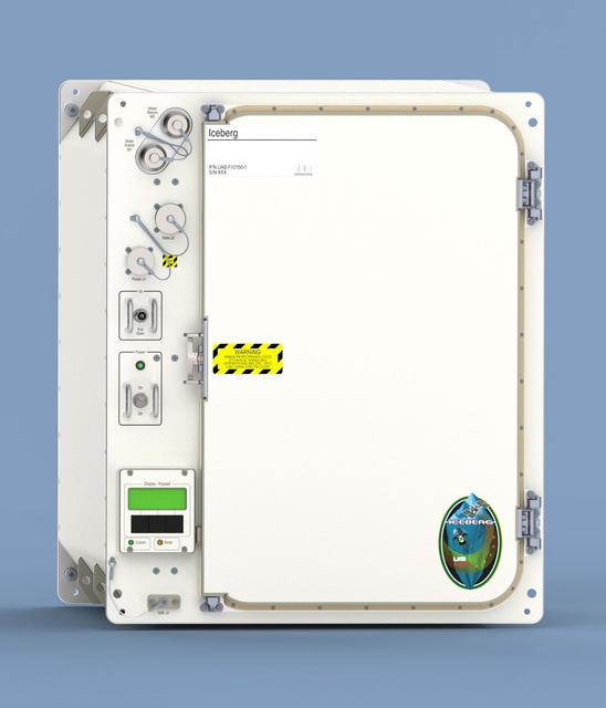 jsc2019e053370 (9/17/2019) --- A CAD rendering of the Iceberg freezer as designed by the University of Alabama Birmingham. Iceberg is a Double Locker equivalent designed for EXPRESS Rack operation and provides additional cold stowage resources aboard the International Space Station (ISS). The units provide an operating range of +4°C to -95°C.