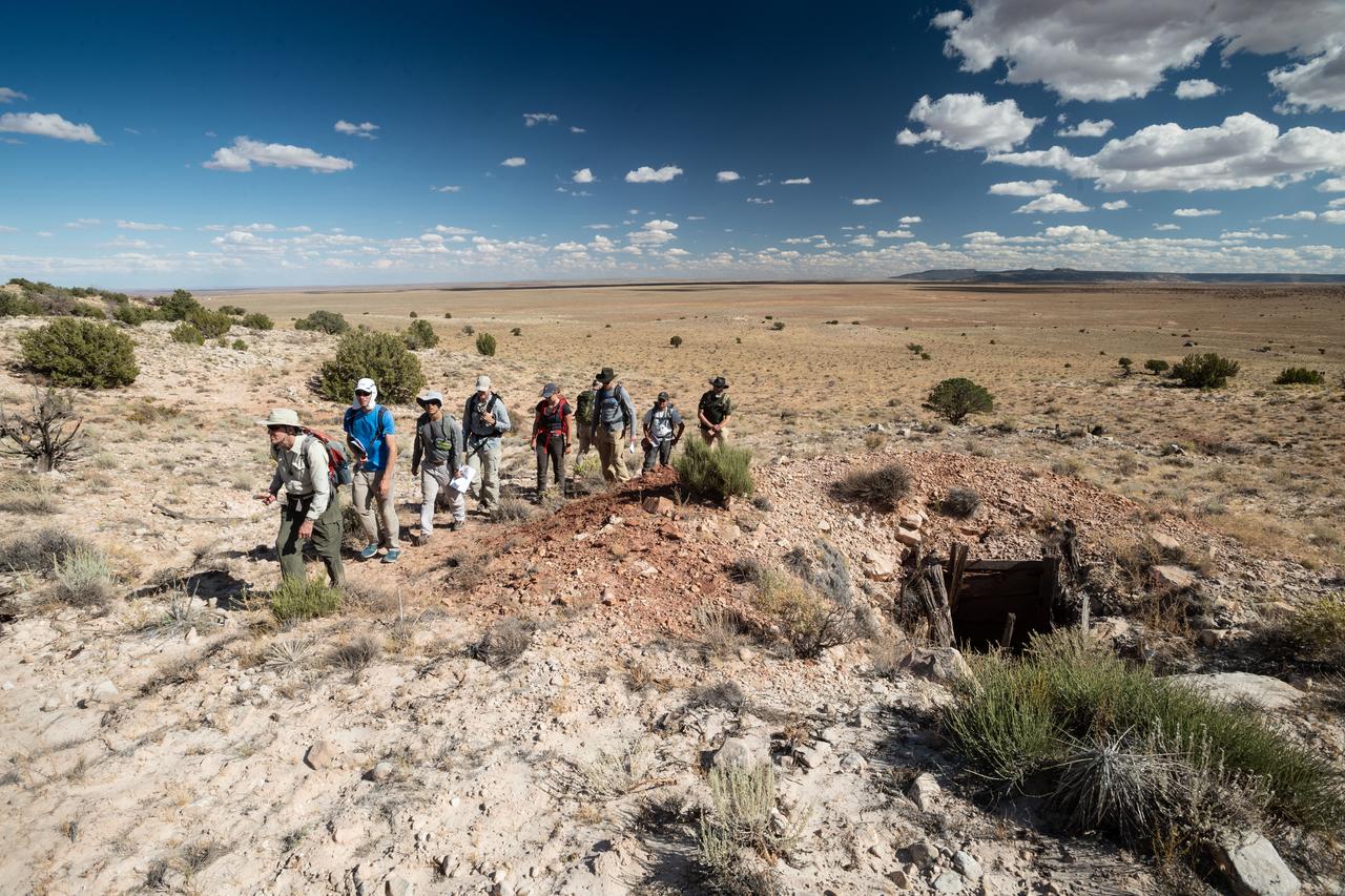 jsc2019e055475 (09-19-19) --- 2017 NASA astronaut candidates hike as a team with their field instructors during geology training in Arizona. Photo Credit: (NASA/Bill Stafford)
