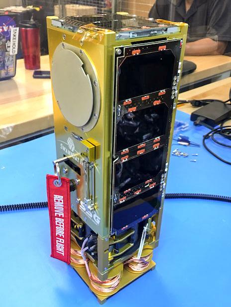 jsc2019e056549 (9/27/2019) --- Preflight overall view of SwampSat-II . SwampSat II measures very low frequency (VLF) wave propagation in Earth’s upper atmosphere using a novel antenna that has higher sensitivity than existing methods. The antenna system, developed by students at the University of Florida, launches in a 3-Unit CubeSat. Ground-based sources such as VLF transmitters and lightning injected VLF waves into the upper atmosphere, and measuring these waves is essential to understanding loss of energetic radiation belt particles.  Image courtesy of: The SwampSat Team at University of Florida