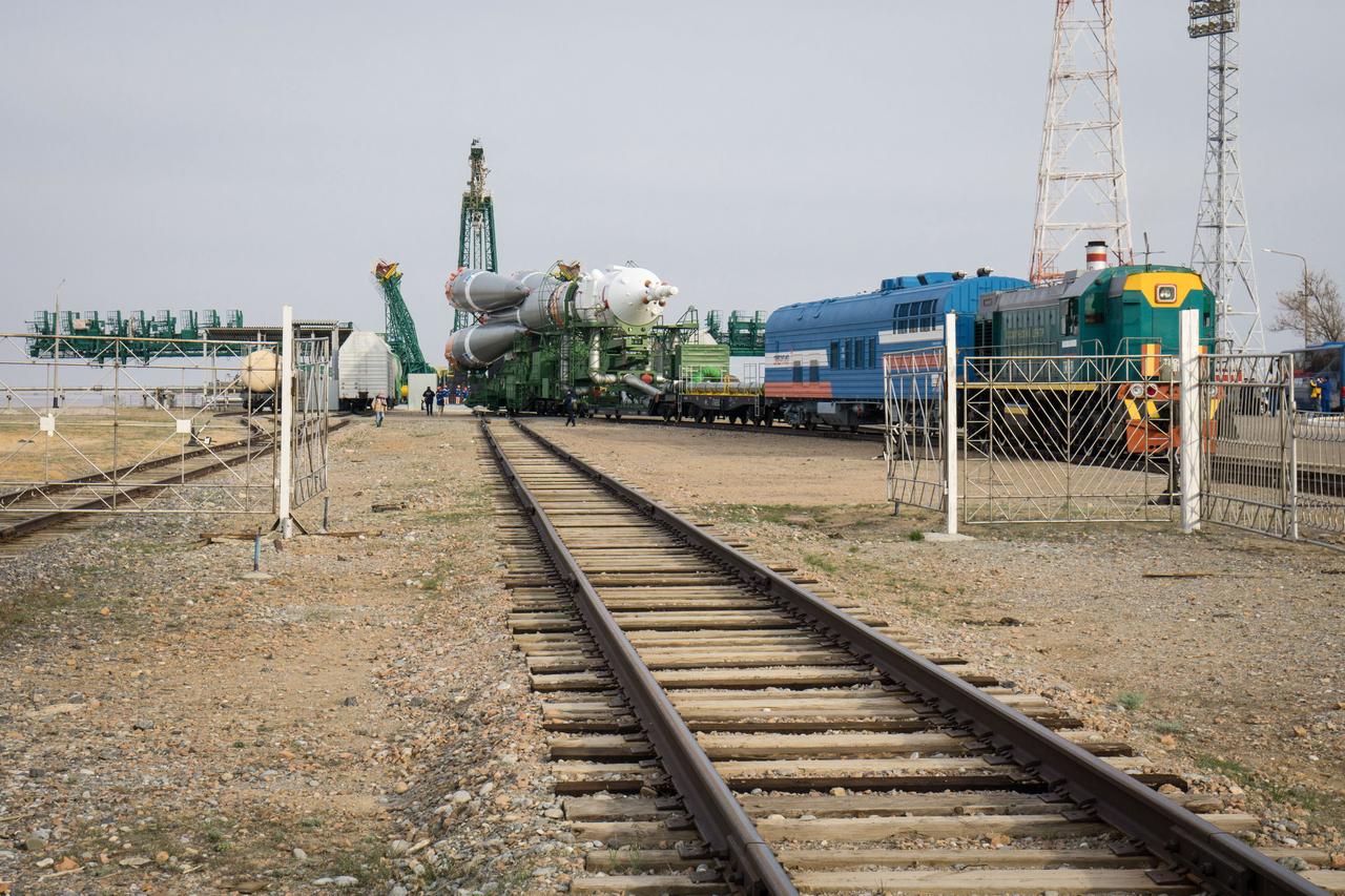 jsc2020e016990 - At the Baikonur Cosmodrome in Kazakhstan, the Soyuz MS-16 spacecraft and its booster are transported from the integration building to the Site 31 launch pad April 6 for final preparations for launch. Expedition 63 crewmembers Chris Cassidy of NASA and Anatoly Ivanishin and Ivan Vagner of Roscosmos are set to launch aboard the Soyuz MS-16 April 9 for a six-and-a-half month mission on the International Space Station...NASA/Victor Zelentsov.