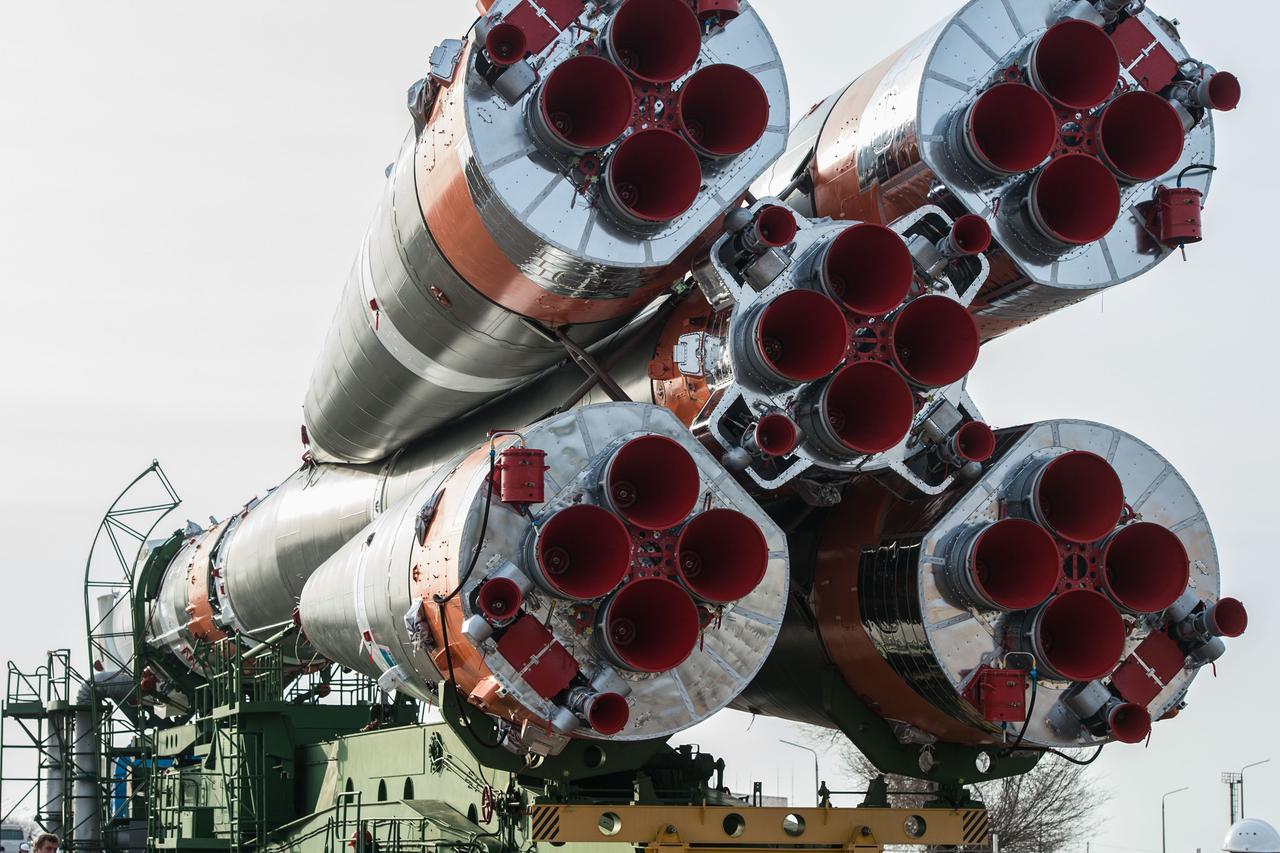 jsc2020e017000 - At the Baikonur Cosmodrome in Kazakhstan, the Soyuz MS-16 spacecraft and its booster are transported from the integration building to the Site 31 launch pad April 6 for final preparations for launch. Expedition 63 crewmembers Chris Cassidy of NASA and Anatoly Ivanishin and Ivan Vagner of Roscosmos are set to launch aboard the Soyuz MS-16 April 9 for a six-and-a-half month mission on the International Space Station...Andrey Shelepin/Gagarin Cosmonaut Training Center.
