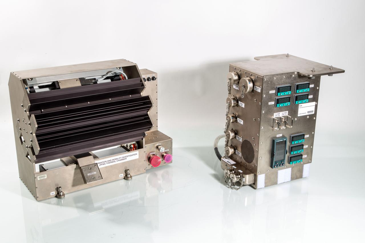 jsc2020e030482 (4/24/2020) --- A preflight view of the PFMI Furnace. The Pore Formation and Mobility Investigation (PFMI) facility objective is to study the fundamental phenomena responsible for the formation of certain classes of defects in different materials. Investigators examine the physical principles which control the occurrence of defects in manufacturing on Earth in order to develop methods to reduce flaws, defects or wasted material. (Image courtesy of: Techshot, Inc.)