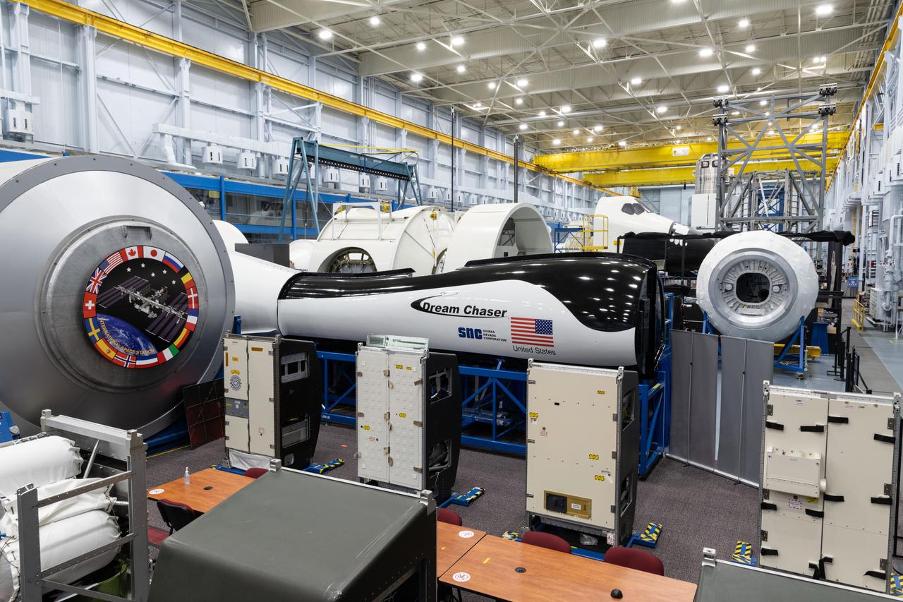 jsc2021e004391 (Jan. 21, 2021) --- External view of the Sierra Nevada Dream Chaser mockup located in Building 9N, Space Vehicle Mockup Facility (SVMF) at the NASA Johnson Space Center.