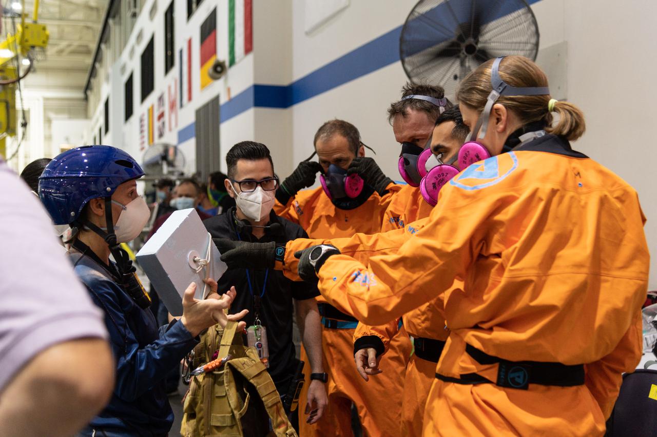 jsc2021e017099 (April 30, 2021) --- The SpaceX Crew-3 astronauts and support personnel participate in water survival training at the Neutral Buoyancy Laboratory at NASA's Johnson Space Center in Houston, Texas.