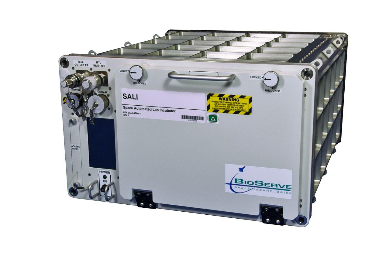 jsc2021e037287 (5/21/2021) ---  A preflight view of the SALI incubator. The Space Automated Lab Incubator (SALI) supports a wide variety of investigations in the life, physical, and material sciences, focusing on research on biological systems and processes. SALI accommodates multiple sample packs or habitats and also serves as back-up cold stowage.e.