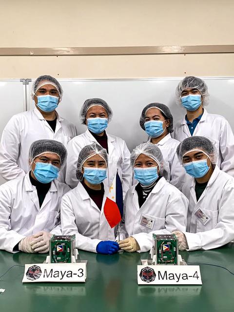 jsc2021e042550 (8/31/2020) --- The developers of Maya-3 and Maya-4 (top row, from left to right) Renzo Wee, Christy Raterta, Lorilyn Daquioag, Derick Canceran, (bottom row, from left to right) Judiel Reyes, Gladys Bajaro, Marielle Magbanua-Gregorio, Bryan Custodio. The BIRDS-2S project consists of the Maya-3 and Maya-4 CubeSats, the first Philippine university-built cube satellites developed by eight graduate students under the Space science education and Technology Proliferation through University Partnerships (STeP-UP) Project.