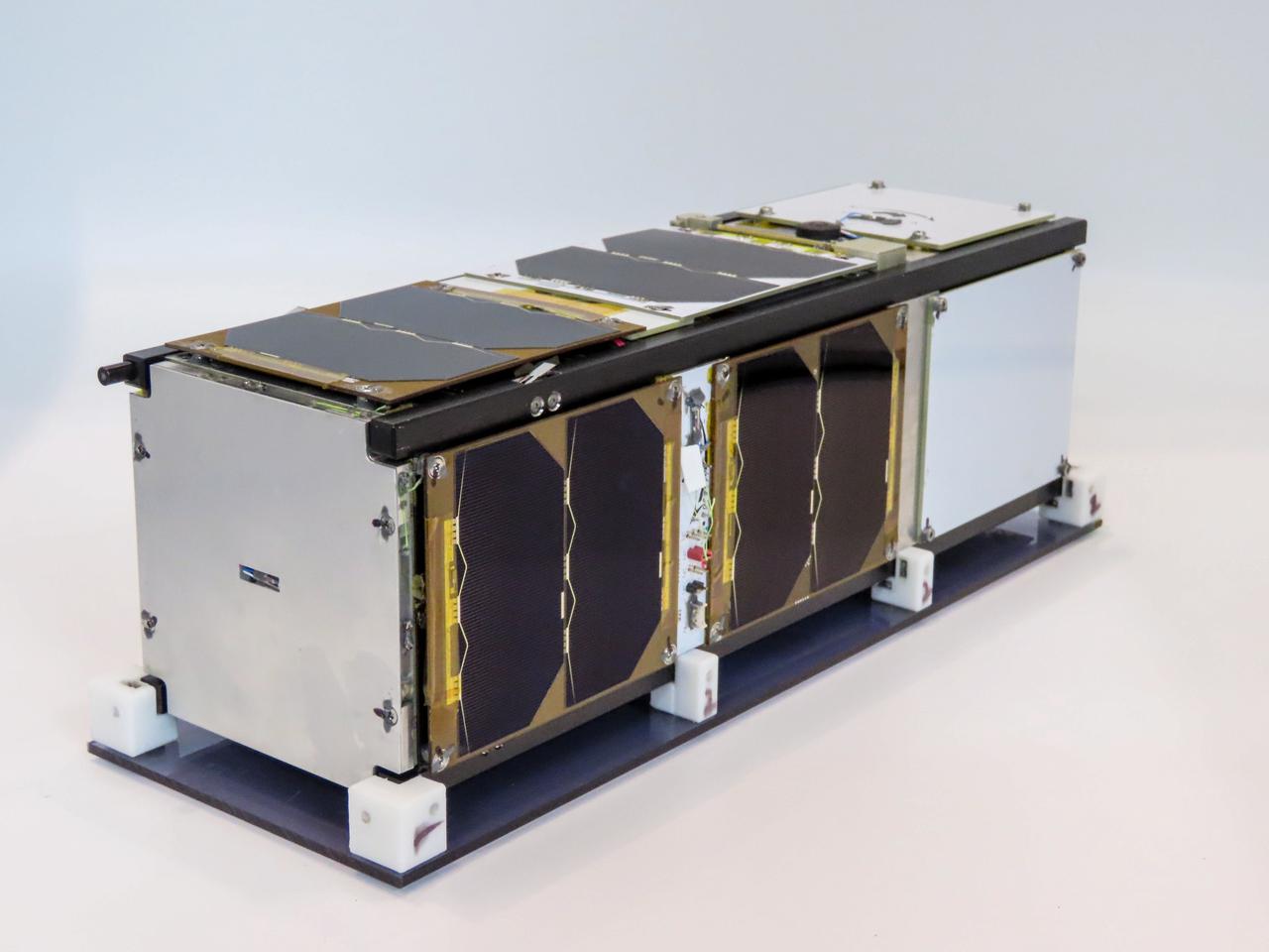 jsc2021e052204 (5/19/2021) --- A preflight view of a Pathfinder Satellite for Remote Sensing and Earth Observation (CUAVA-1) about to undergo thermal vacuum testing at the Australian Research Council Industrial Transformation Training Centre (AITC). The CUAVA-1 investigation is part of the JEM (Japanese Experiment Module) Small Satellite Orbital Deployer-19 (J-SSOD-19) mission. Image Credit: CUAVA.