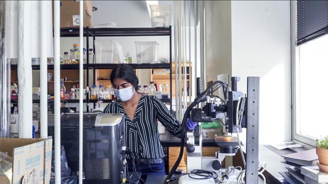 jsc2021e063280 (12/10/2021) --- Preflight imagery for the Characterizing Antibiotic Resistance in Microgravity Environments (CARMEn) experiment, part of Nanoracks Module-96. CARMEn observes how spaceflight affects the growth of a culture of two species of bacteria. SPOCS Project Co-Lead Swati Ravi is pictured operating an imaging microscope to observe P. aeruginosa and S. aureus bacterial biofilms in the Columbia University Dietrich Biological Shape and Pattern Formation Laboratory.