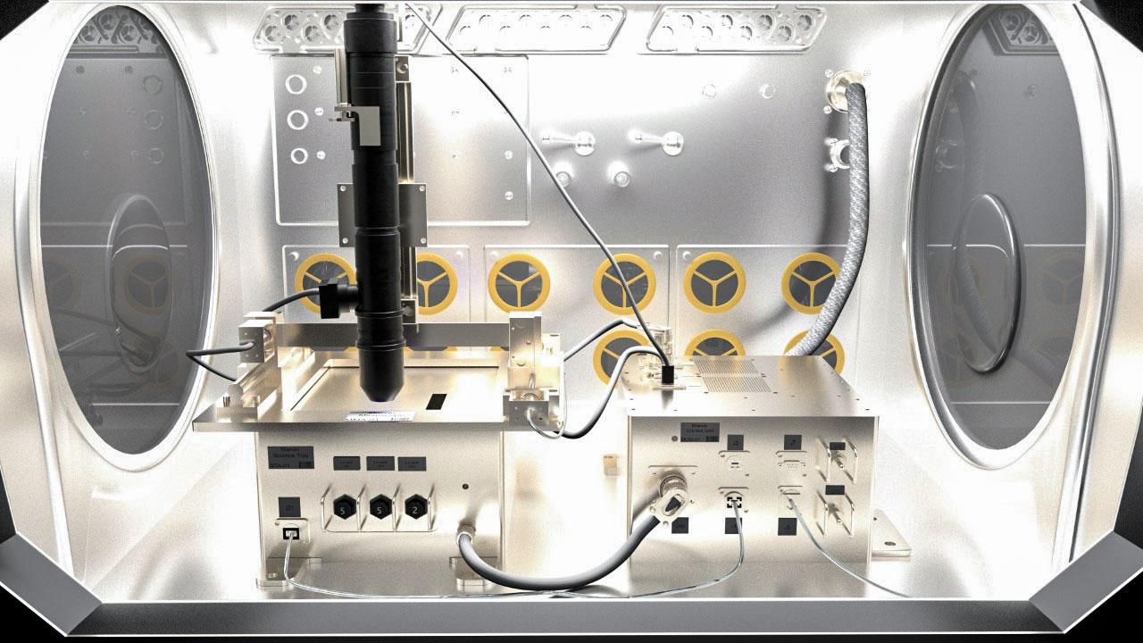 jsc2022e031219 (4/26/2022) A preflight image showing the Microgravity Research for Versatile Investigations-Phase Change in Mixtures.(MaRVIin PCIM) system as it would be housed in the microgravity glovebox facility on the ISS. The Microgravity Research for Versatile Investigations-Phase Change in Mixtures (MaRVIn-PCIM) examines the distribution of vapor and liquid within a wickless heat pipe.