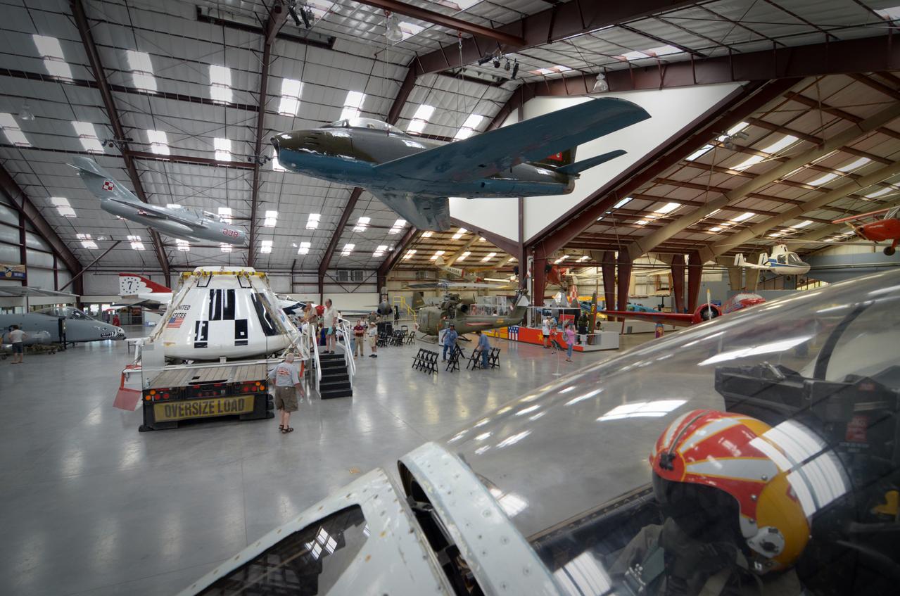 The Orion crew module flown on NASA’s Pad Abort-1 (PA-1) flight test is shown on display and NASA Astronaut Nicholas Patrick speaks at an event at the Pima Air and Space Museum in Tucson, Arizona, on June 16, 2011. Part of Batch image transfer from Flickr.