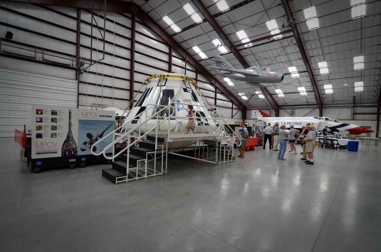 The Orion crew module flown on NASA’s Pad Abort-1 (PA-1) flight test is shown on display and NASA Astronaut Nicholas Patrick speaks at an event at the Pima Air and Space Museum in Tucson, Arizona, on June 16, 2011. Part of Batch image transfer from Flickr.