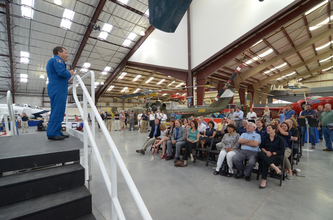 The Orion crew module flown on NASA’s Pad Abort-1 (PA-1) flight test is shown on display and NASA Astronaut Nicholas Patrick speaks at an event at the Pima Air and Space Museum in Tucson, Arizona, on June 16, 2011.   Part of Batch image transfer from Flickr.