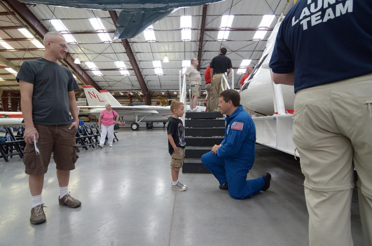The Orion crew module flown on NASA’s Pad Abort-1 (PA-1) flight test is shown on display and NASA Astronaut Nicholas Patrick speaks at an event at the Pima Air and Space Museum in Tucson, Arizona, on June 16, 2011.   Part of Batch image transfer from Flickr.