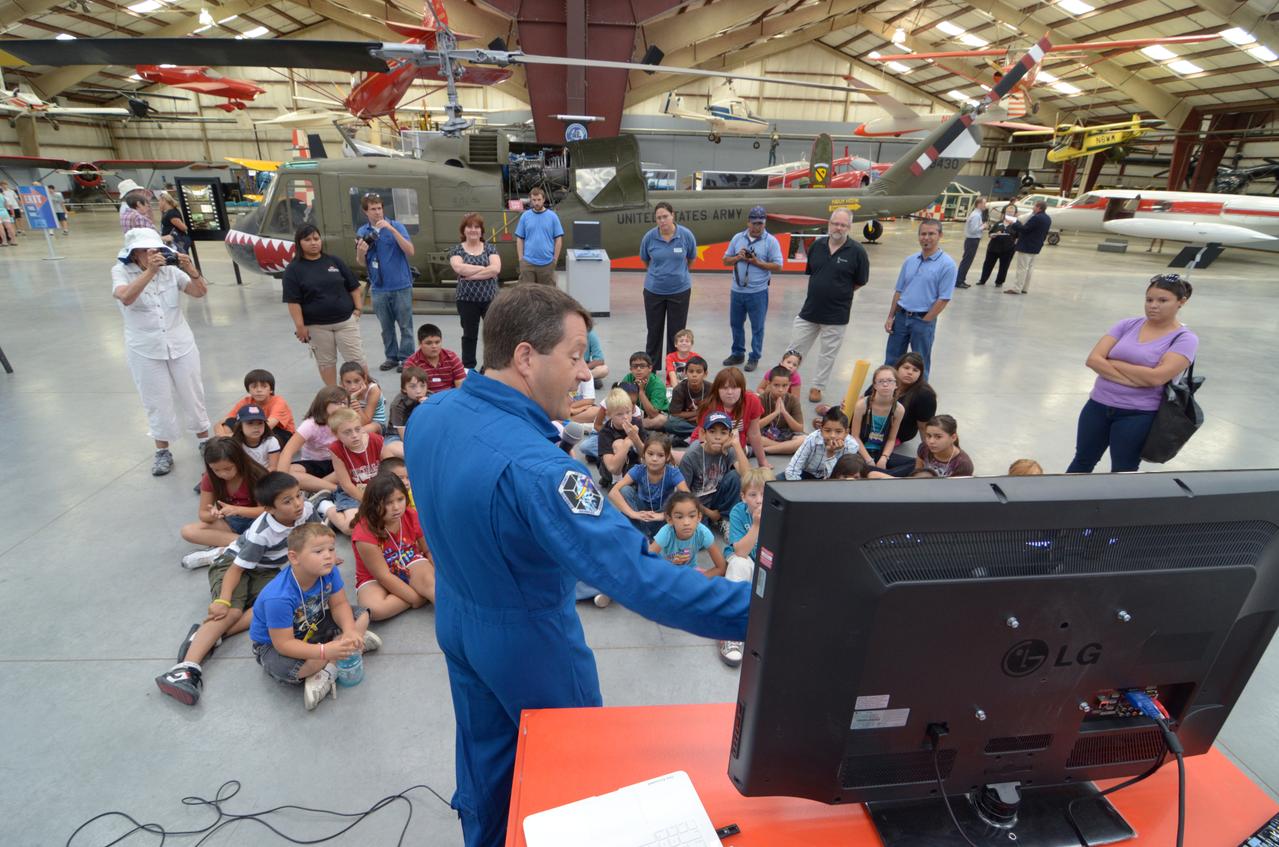 The Orion crew module flown on NASA’s Pad Abort-1 (PA-1) flight test is shown on display and NASA Astronaut Nicholas Patrick speaks at an event at the Pima Air and Space Museum in Tucson, Arizona, on June 16, 2011.   Part of Batch image transfer from Flickr.