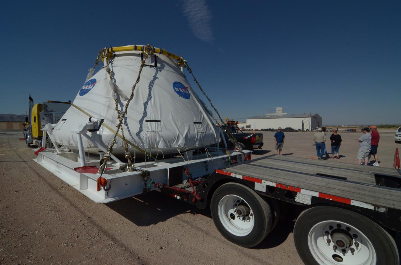Travelers take a photo with the Orion crew module flown on NASA’s Pad Abort-1 (PA-1) flight test on the road on June 15, 2011. Part of Batch image transfer from Flickr.