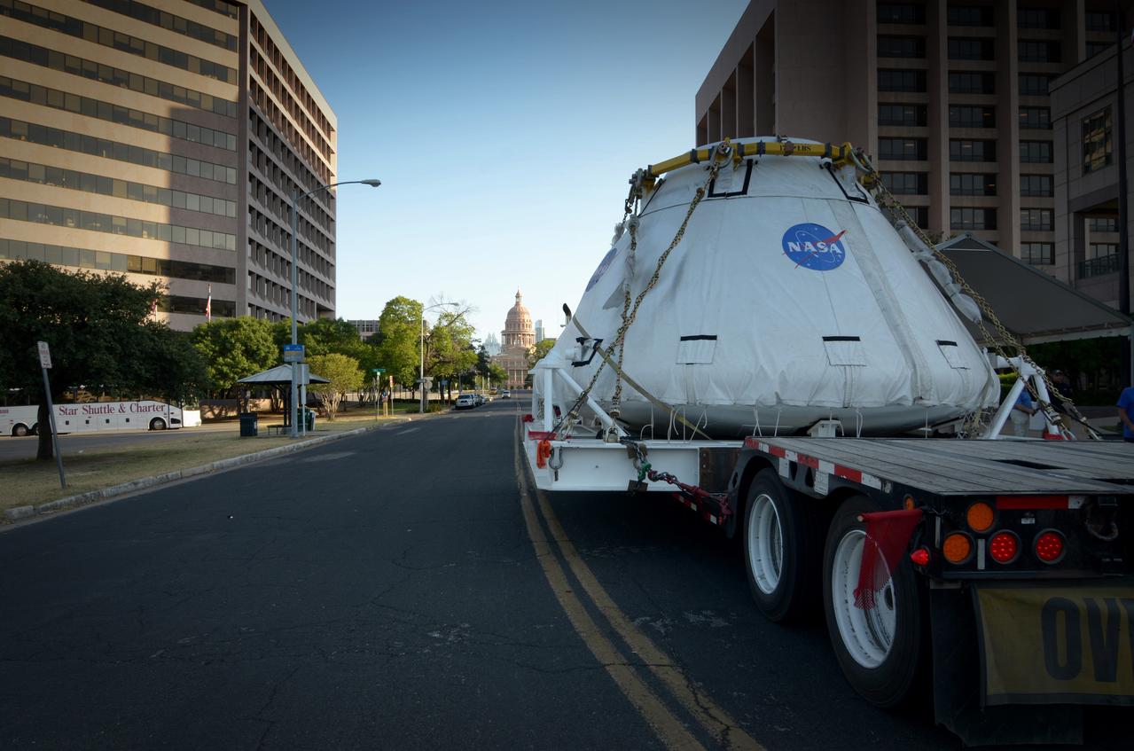 Travelers take a photo with the Orion crew module flown on NASA’s Pad Abort-1 (PA-1) flight test on the road on June 15, 2011. Part of Batch image transfer from Flickr.