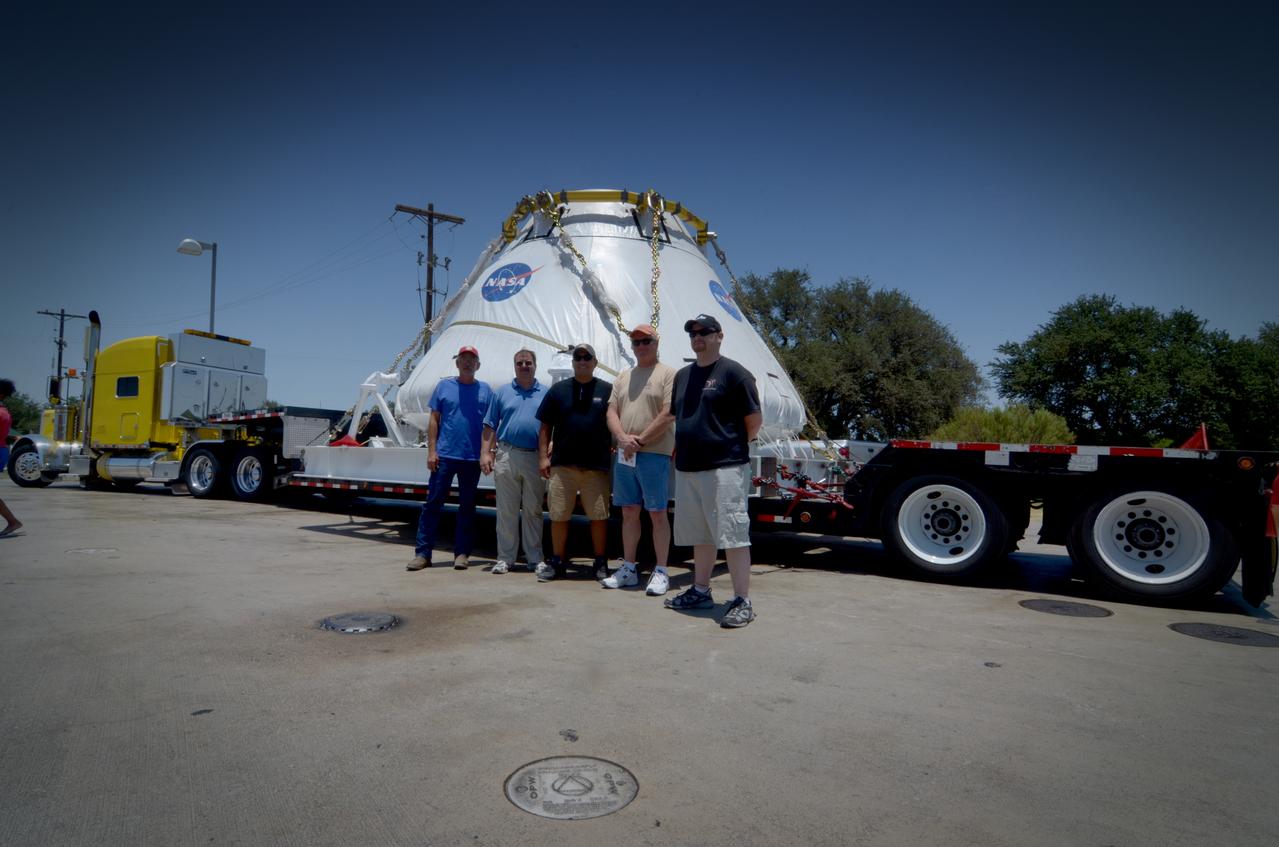 Travelers take a photo with the Orion crew module flown on NASA’s Pad Abort-1 (PA-1) flight test on the road on June 15, 2011. Part of Batch image transfer from Flickr.
