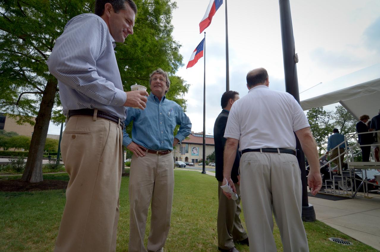 Visitors prepare to view the Orion crew module flown on NASA’s Pad Abort-1 (PA-1) flight test, which is on display at an event at the Bullock Texas State History Museum in Austin, Texas on June 20, 2011. Part of Batch image transfer from Flickr.