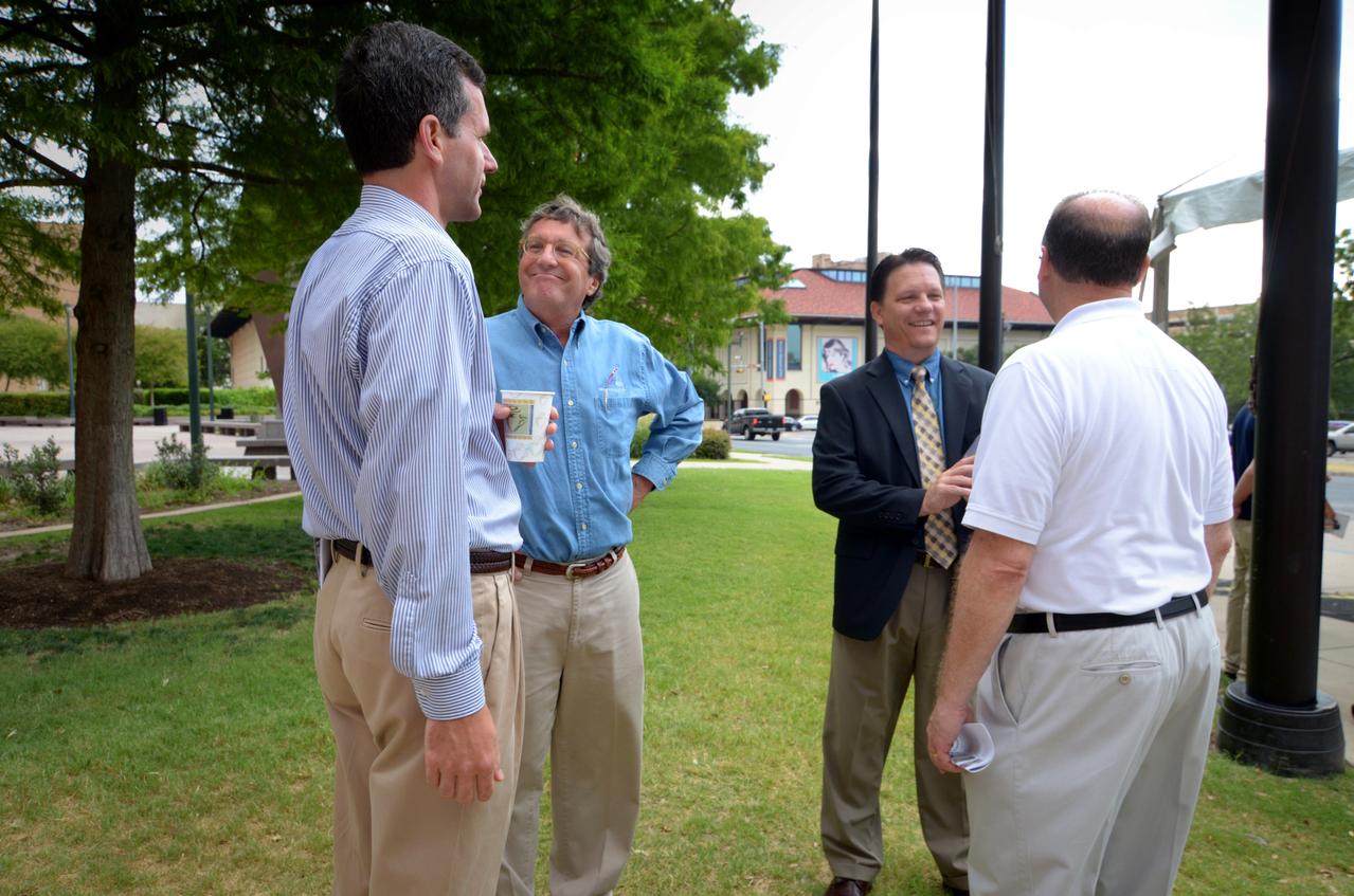 Visitors prepare to view the Orion crew module flown on NASA’s Pad Abort-1 (PA-1) flight test, which is on display at an event at the Bullock Texas State History Museum in Austin, Texas on June 20, 2011. Part of Batch image transfer from Flickr.