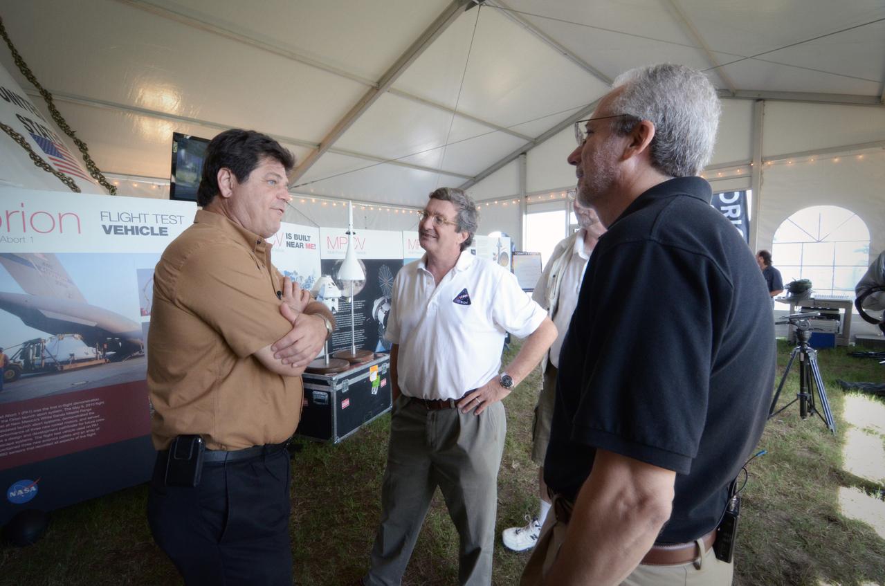 The Orion crew module flown on NASA’s Pad Abort-1 (PA-1) flight test is shown on display at an event at Kennedy Space Center in Florida on July 6, 2011 before moving into the Operations &amp; Checkout (O&amp;C) Building.  Part of Batch image transfer from Flickr.