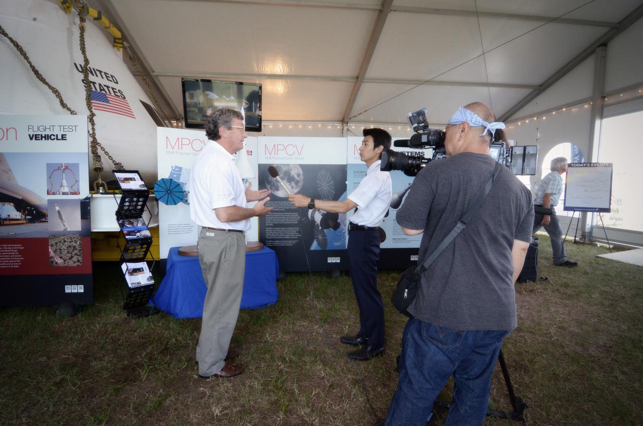 The Orion crew module flown on NASA’s Pad Abort-1 (PA-1) flight test is shown on display at an event at Kennedy Space Center in Florida on July 4, 2011 before moving into the Operations &amp; Checkout (O&amp;C) Building.  Part of Batch image transfer from Flickr.