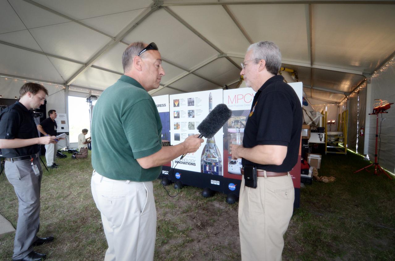 The Orion crew module flown on NASA’s Pad Abort-1 (PA-1) flight test is shown on display at an event at Kennedy Space Center in Florida on July 6, 2011 before moving into the Operations &amp; Checkout (O&amp;C) Building.  Part of Batch image transfer from Flickr.