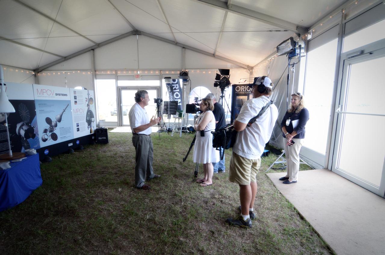The Orion crew module flown on NASA’s Pad Abort-1 (PA-1) flight test is shown on display at an event at Kennedy Space Center in Florida on July 6, 2011 before moving into the Operations &amp; Checkout (O&amp;C) Building.  Part of Batch image transfer from Flickr.