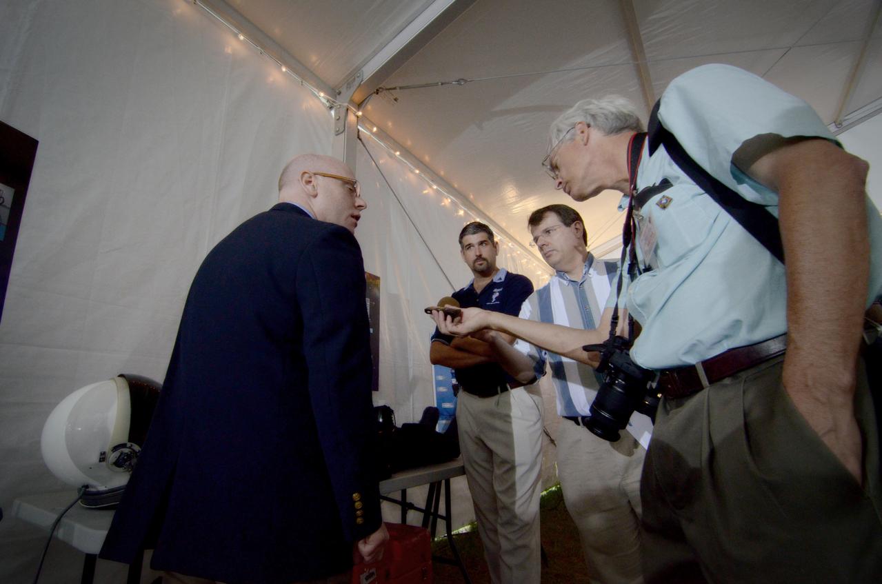 The Orion crew module flown on NASA’s Pad Abort-1 (PA-1) flight test is shown on display at an event at Kennedy Space Center in Florida on July 7, 2011 before moving into the Operations &amp; Checkout (O&amp;C) Building.  Part of Batch image transfer from Flickr.