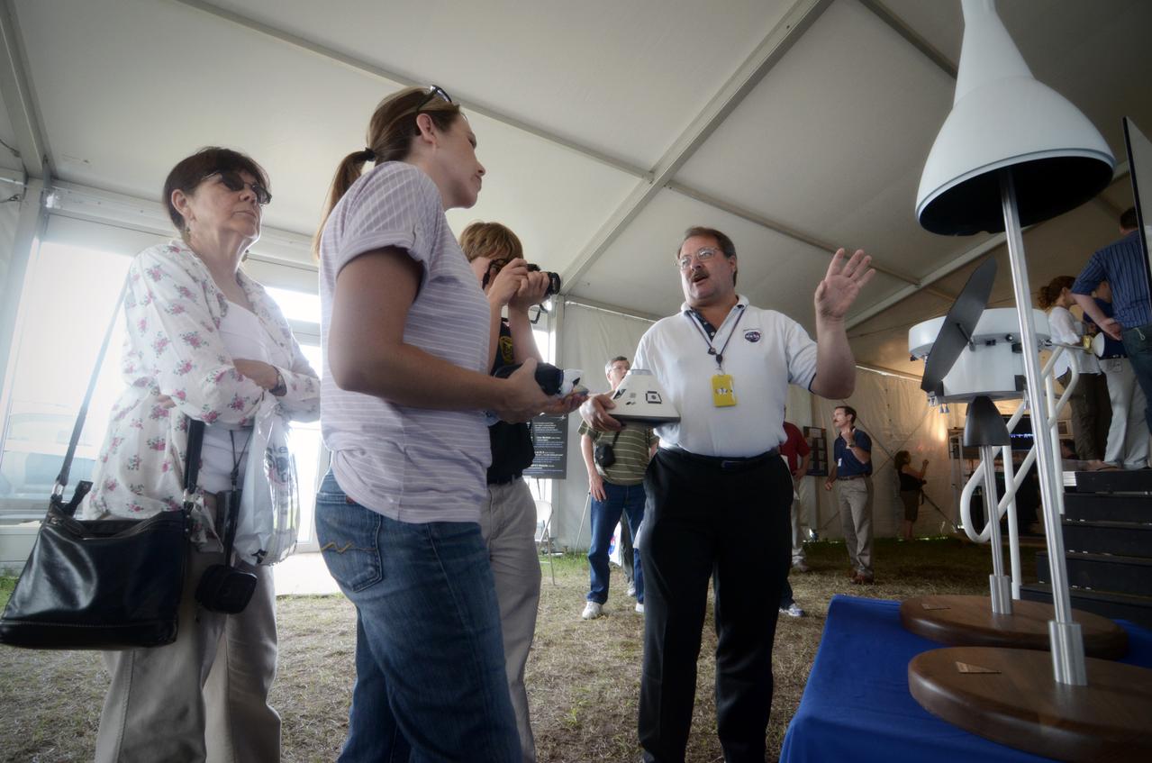 The Orion crew module flown on NASA’s Pad Abort-1 (PA-1) flight test is shown on display at an event at Kennedy Space Center in Florida on July 9, 2011 before moving into the Operations &amp; Checkout (O&amp;C) Building.  Part of Batch image transfer from Flickr.