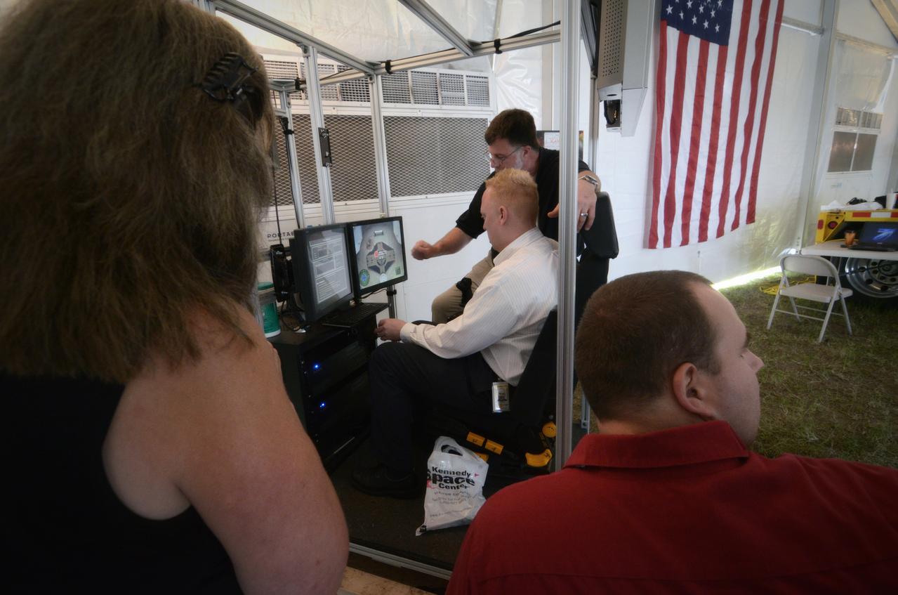 The Orion crew module flown on NASA’s Pad Abort-1 (PA-1) flight test is shown on display at an event at Kennedy Space Center in Florida on July 9, 2011 before moving into the Operations &amp; Checkout (O&amp;C) Building.  Part of Batch image transfer from Flickr.