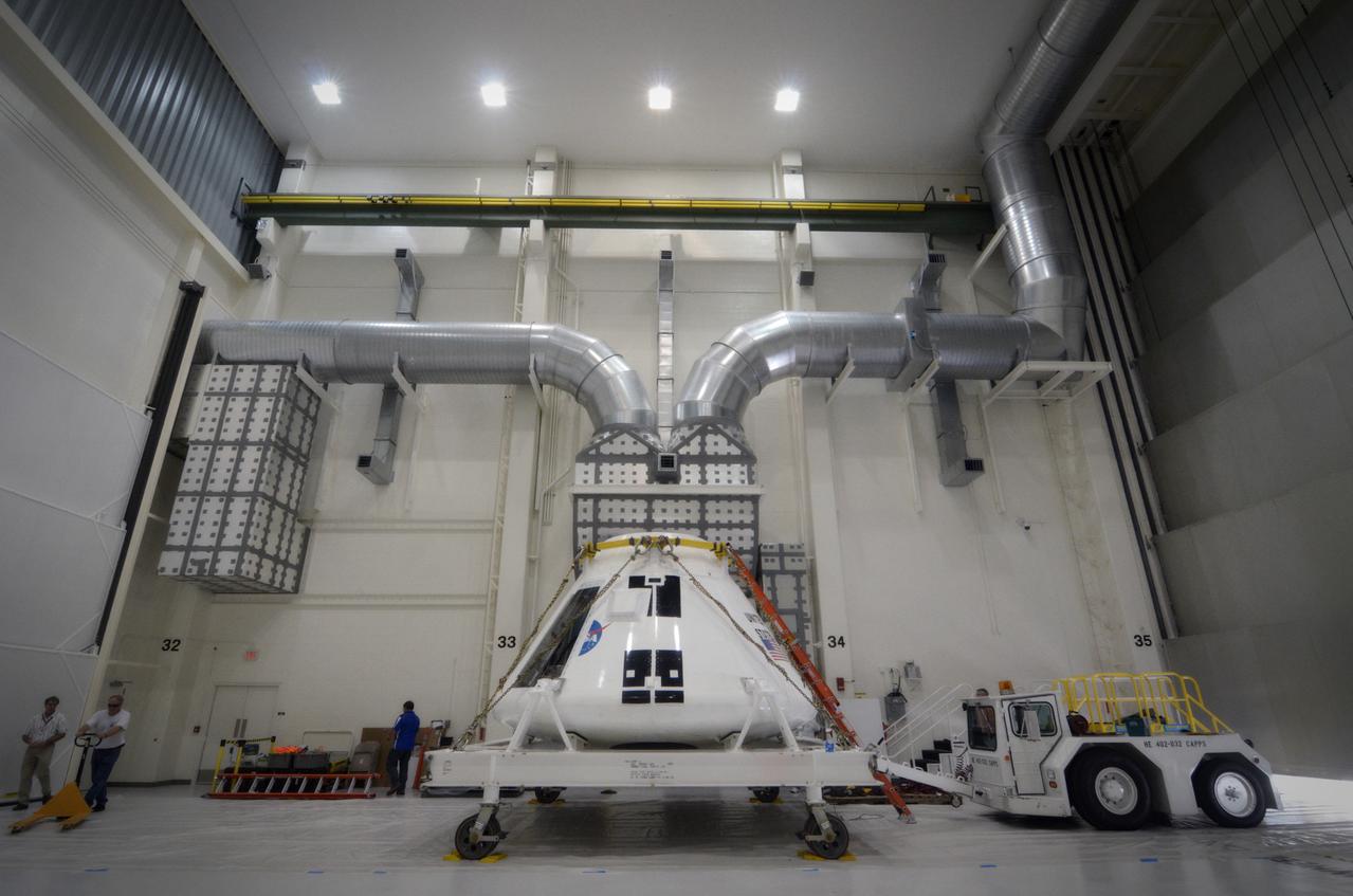 The Orion Pad Abort-1 (PA-1) crew module inside the airlock at the Operations &amp; Checkout (O&amp;C) Building at Kennedy Space Center in Florida on July 11, 2011. Part of Batch image transfer from Flickr.