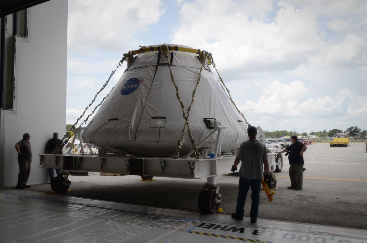 The Orion Pad Abort-1 (PA-1) crew module is pushed into the airlock at the Operations &amp; Checkout (O&amp;C) Building at Kennedy Space Center in Florida on July 11, 2011. Part of Batch image transfer from Flickr.