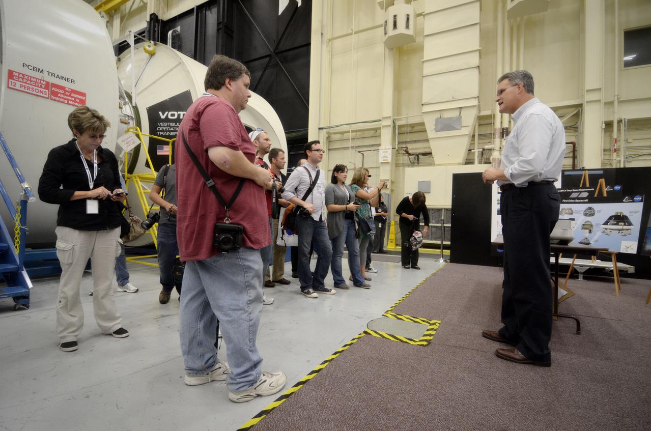 Paul Marshall from the Orion program office speaks to NASA Tweetup participants in Building 9 at the Johnson Space Center in Houston on July 19, 2011. Part of Batch image transfer from Flickr.