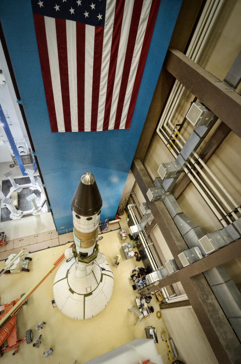 The Orion ground test vehicle is prepared for the Launch Abort Vehicle Configuration Test at Lockheed Martin's facilities in Denver on Sept. 15, 2011. For this test, the vehicle was covered with fillets and ogive panels that resemble the vehicle's launch configuration. The spacecraft underwent testing at sound pressure levels that emulate those experienced at launch and in the event an abort is needed to carry the crew to safety away from a potential problem on the launch pad or during ascent. Part of Batch image transfer from Flickr.