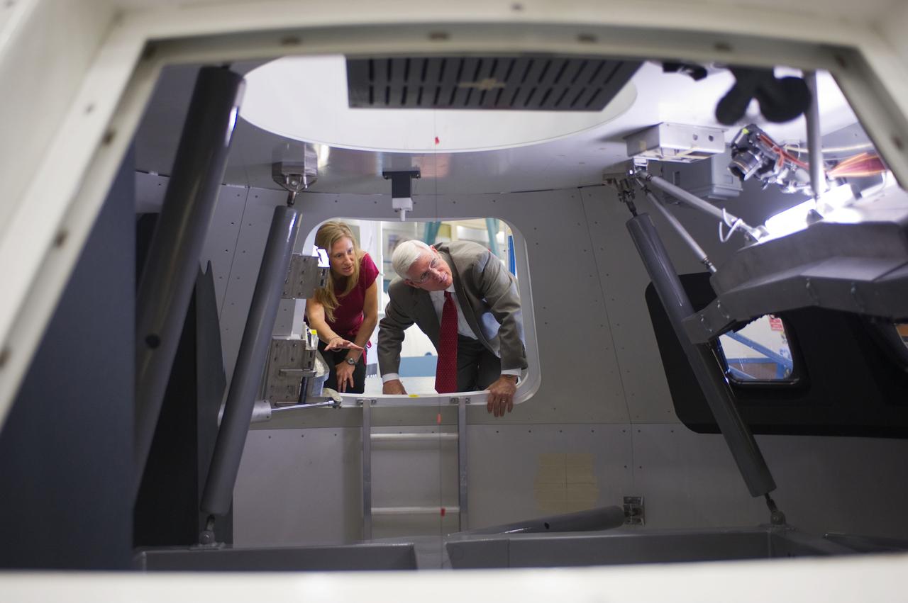 JSC Director Mike Coats tours the Orion mockups in Bldg. 9 at Johnson Space Center in Houston followed by a short Q&amp;A in front of the mockup on Sept. 26, 2011. Part of Batch image transfer from Flickr. 