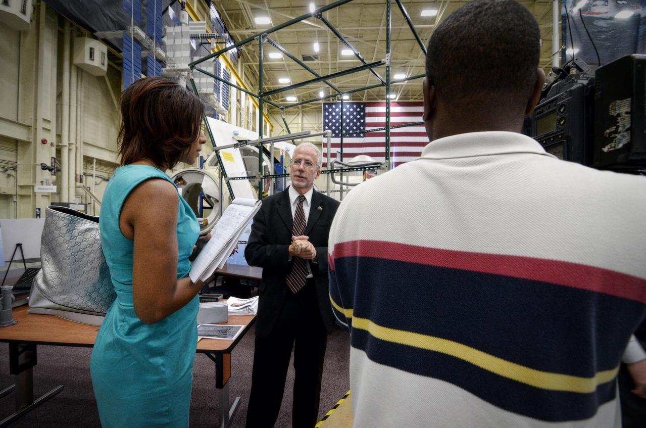 Orion Program Manager Mark Geyer tours the Orion mockups in Bldg. 9 at Johnson Space Center in Houston followed by a short Q&amp;A in front of the mockup on Sept. 26, 2011. Part of Batch image transfer from Flickr. 
