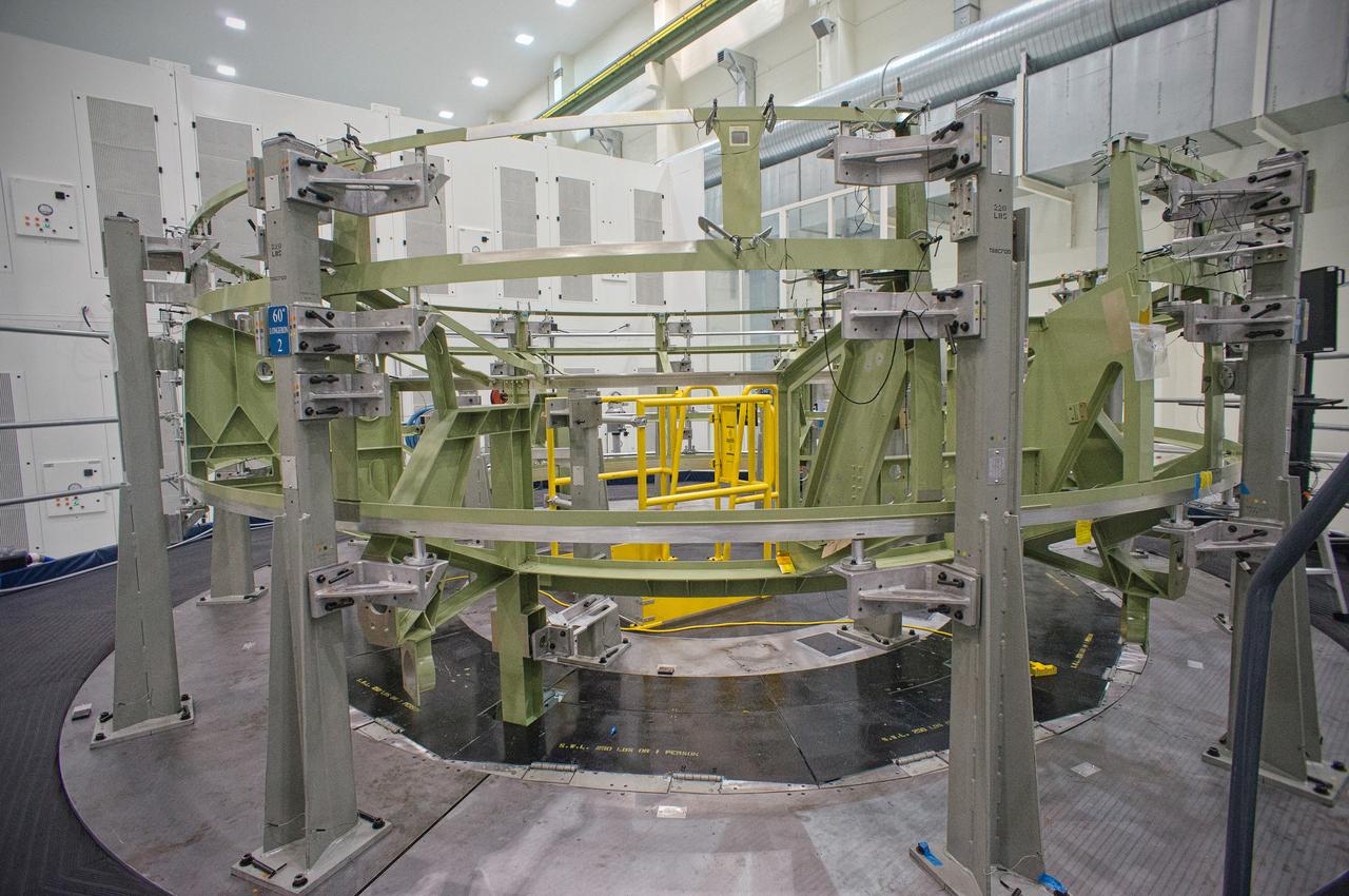 The Exploration Flight Test-1 (EFT-1) Orion service module in the Operations and Checkout (O&amp;C) Building at NASA’s Kennedy Space Center on Dec. 31, 2011. Part of Batch image transfer from Flickr. 